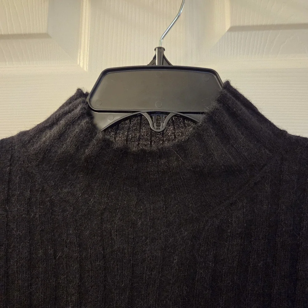 Madewell sz L black lightweight Alpaca Blend Mockneck Sweater Ribbed NWT classic